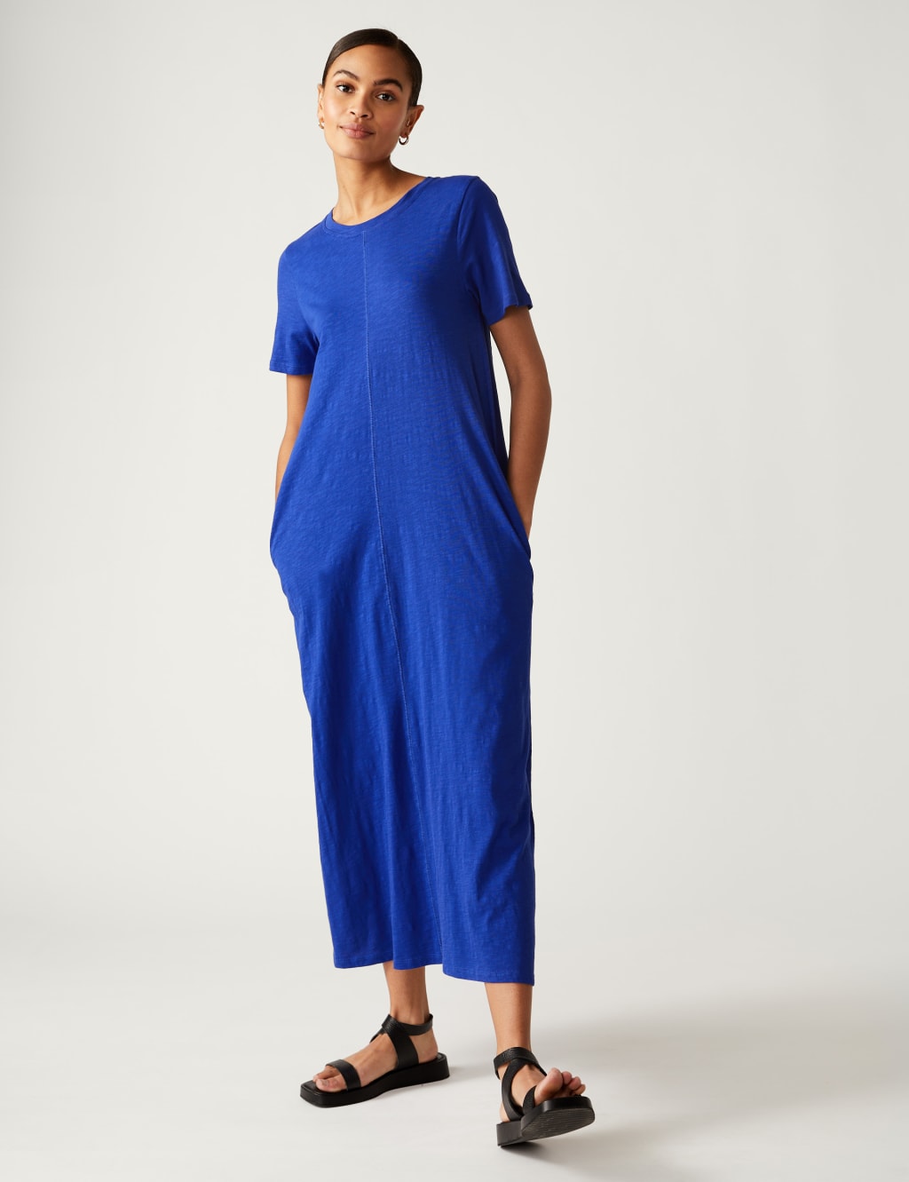 Pure Cotton Round Neck Midaxi T-Shirt Dress image 2