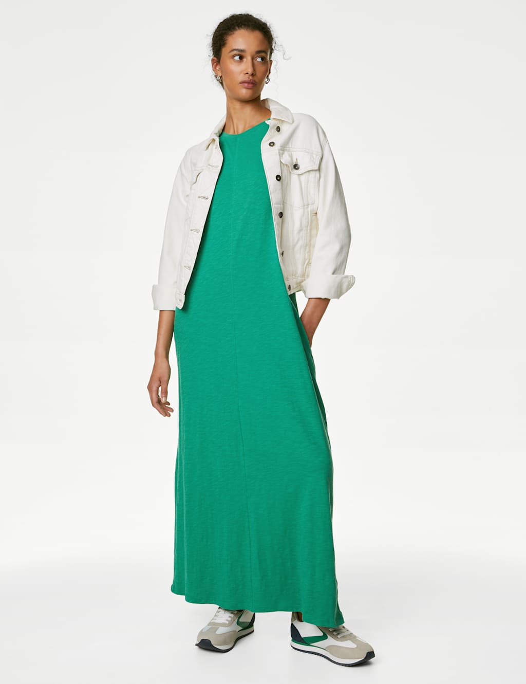 Pure Cotton Round Neck Midaxi T-Shirt Dress image 1