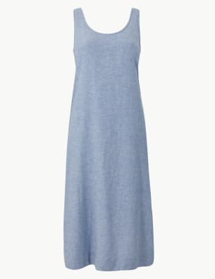 m&s linen blend shift dress