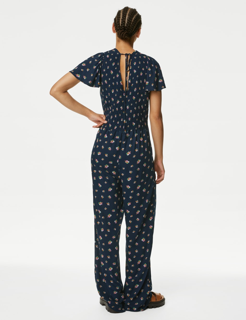 Printed Tie Detail Waisted Jumpsuit image 4