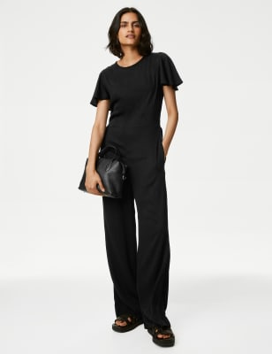 Tie Neck Frill Detail Jumpsuit - OM