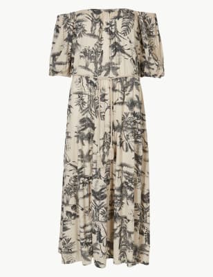 marks and spencer leaf print dress