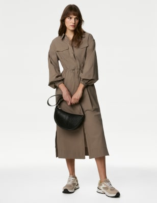 Pure Cotton Collared Midi Shirt Dress - CY