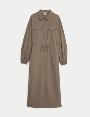 Pure Cotton Collared Midi Shirt Dress