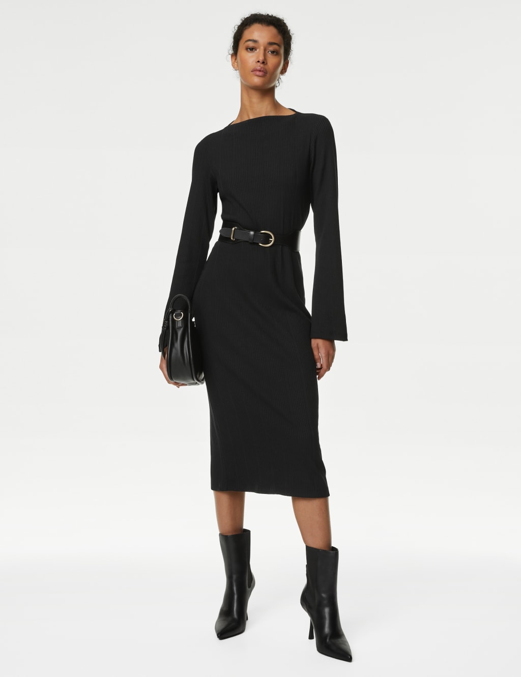 Jersey Ribbed Midi Column Dress image 1