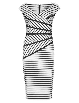 Cotton Rich Drop a Dress Size Chevron Striped Shift Dress | M&S ...