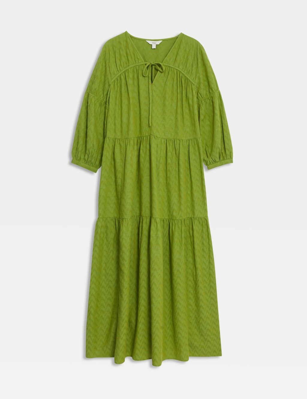 Cotton Rich V-Neck Midaxi Relaxed Dress