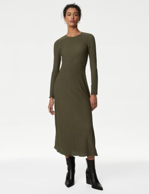 

Womens M&S Collection Jersey Textured Midi Column Dress - Hunter Green, Hunter Green