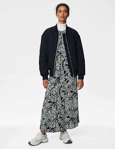 Pure Cotton Printed Midaxi T-Shirt Dress