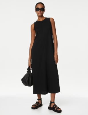 

Womens M&S Collection Pure Cotton Jersey Midaxi T-Shirt Dress - Black, Black