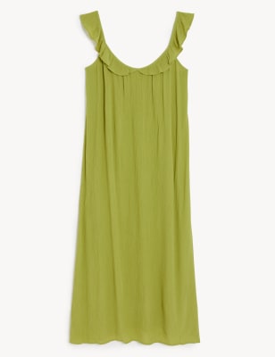 Round Neck Frill Detail Midaxi Cami Dress
