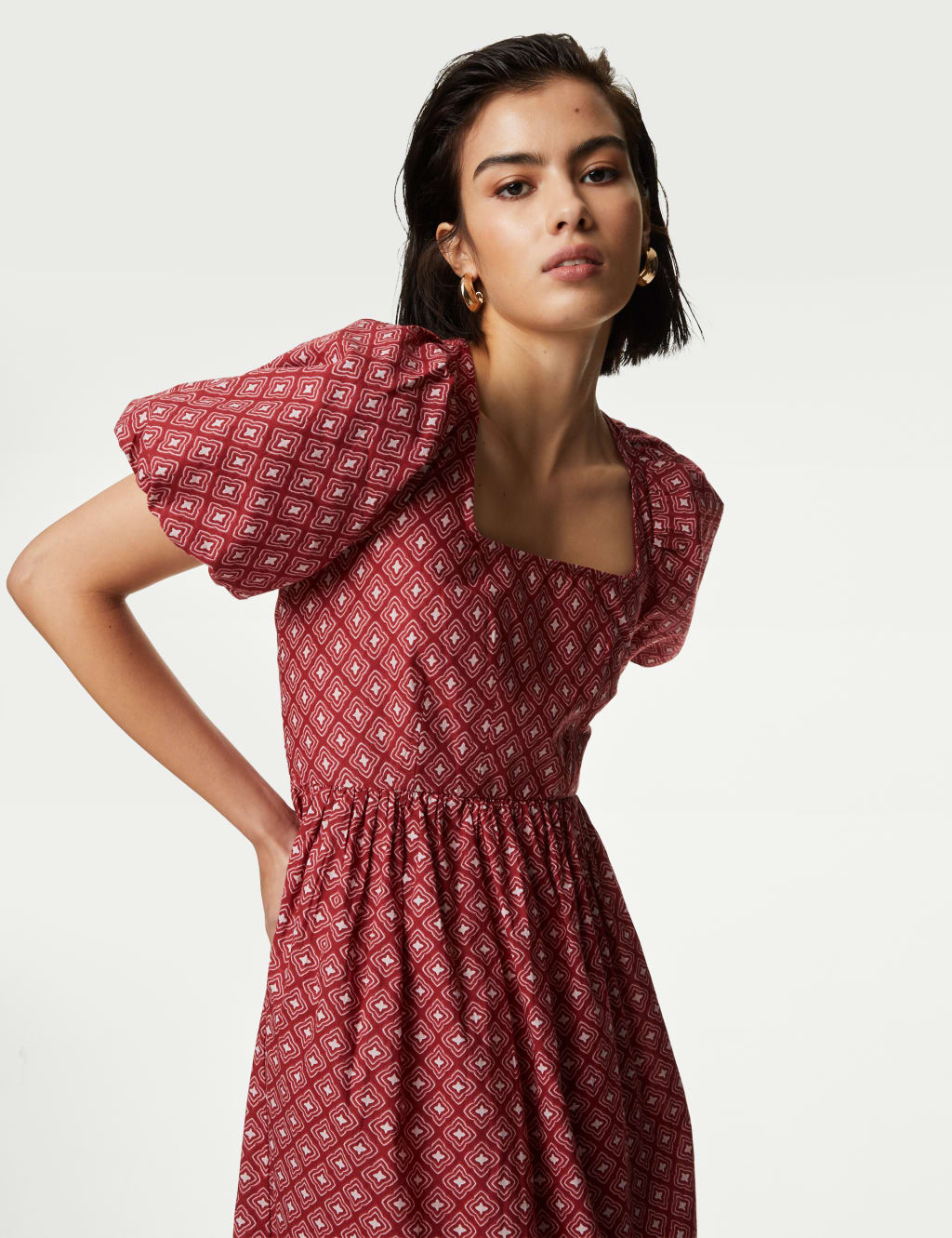 Women Spring Dress Floral Print Long Sleeve High Waist Dresses Vintage  Round Collar A-line Dress Vestidos Ladies Midi Dress 