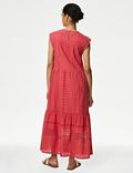 Pure Cotton Broderie Midi Tiered Dress