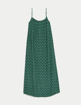 Printed Square Neck Midi Cami Slip Dress