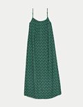 Printed Square Neck Midi Cami Slip Dress