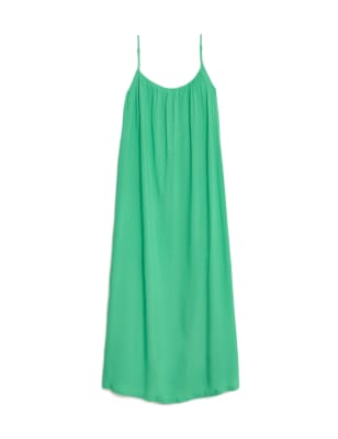 

Womens M&S Collection Square Neck Strappy Midi Cami Slip Dress - Medium Green, Medium Green