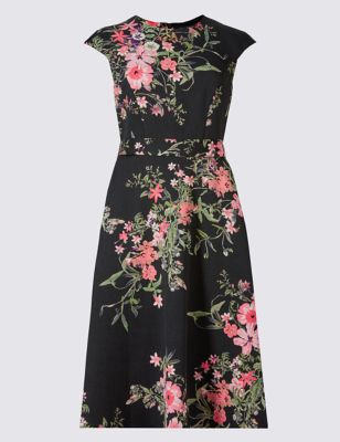 Floral Print Cap Sleeve Skater Dress | M&S Collection | M&S