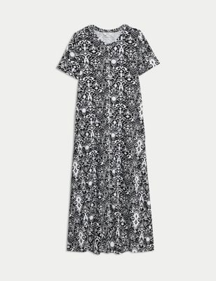 Pure Cotton Printed Midi T-Shirt Dress