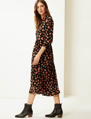 m and s floral midi dress