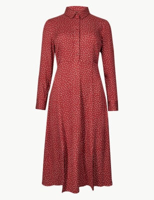 Polka Dot Long Sleeve Shirt Dress | M&S Collection | M&S