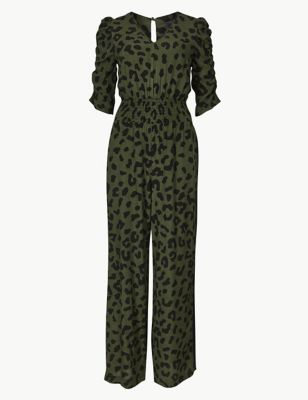 Animal Print Short Sleeve Jumpsuit | M&S Collection | M&S