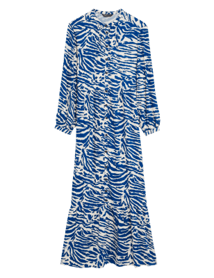 

Womens M&S Collection Printed Round Neck Maxi Tiered Dress - Ivory Mix, Ivory Mix