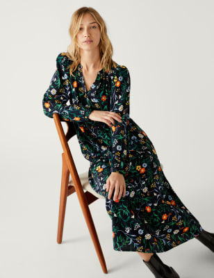 

Womens M&S Collection Midaxi-Stufenkleid mit Blumenmuster und Knopfdetail - Multi, Multi
