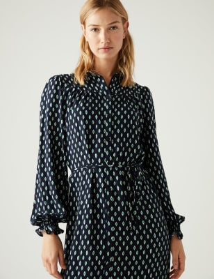 

Womens M&S Collection Floral Belted Maxi Shirt Dress - Black Mix, Black Mix