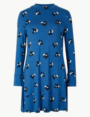 Floral Print Jersey Long Sleeve Swing Dress | M&S Collection | M&S