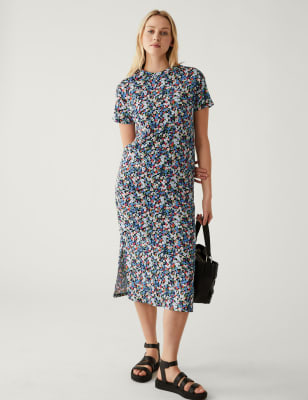 

Womens M&S Collection Gemustertes Mini-T-Shirtkleid aus reiner Baumwolle - Multi, Multi