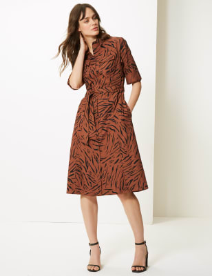 Pure Cotton Animal Print Shirt Dress