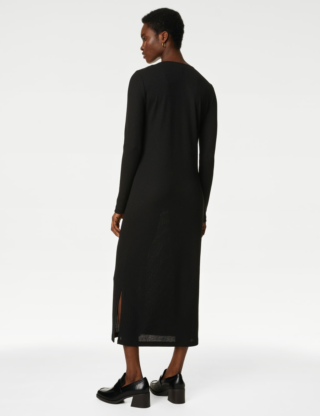 Ribbed V-Neck Midi Column Dress image 6
