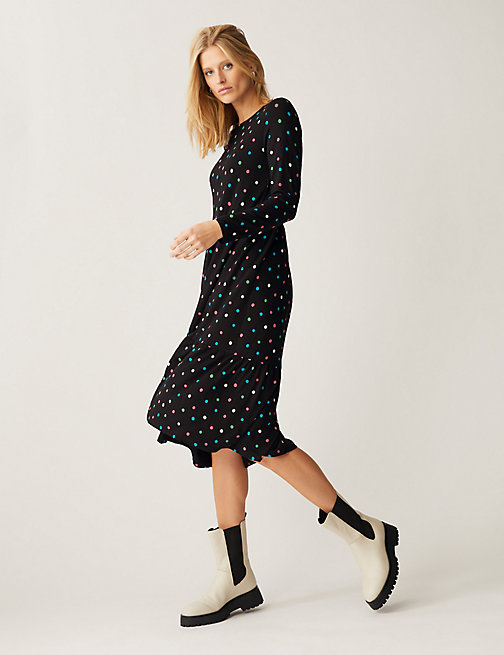 Marks And Spencer Womens M&S Collection Jersey Polka Dot Round Neck Midi Dress - Multi, Multi