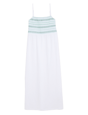 

Womens M&S Collection Jersey Shirred Sleeveless Midi Dress - White, White