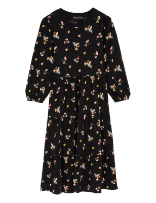

Womens M&S Collection Midi-Stufenkleid aus reiner Baumwolle mit Blumenmuster - Multi, Multi