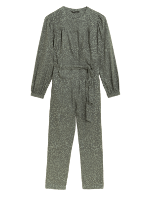 

Womens M&S Collection Pure Cotton Printed Belted Utility Jumpsuit - Khaki Mix, Khaki Mix