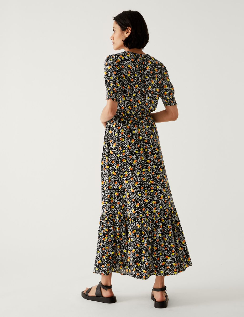 Printed Round Neck Midaxi Waisted Dress image 5