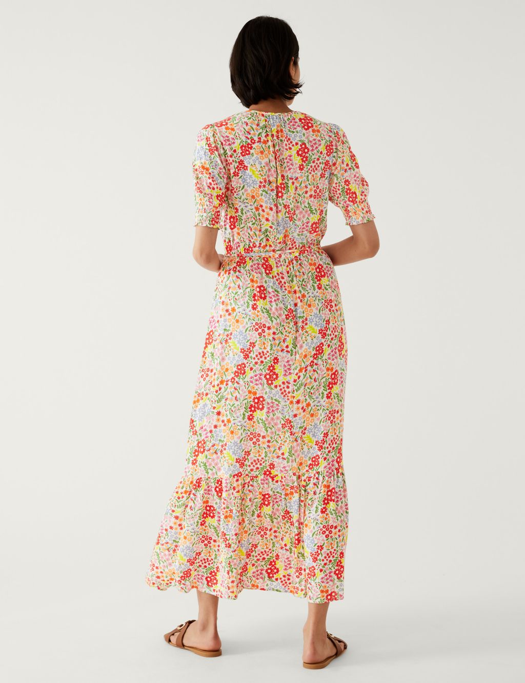 Printed Round Neck Midaxi Waisted Dress image 5