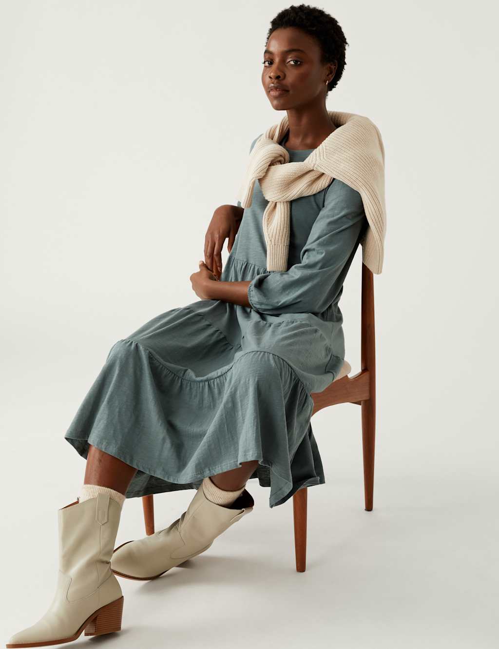 Jersey Midi Tiered Dress image 2
