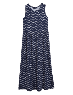 

Womens M&S Collection Jersey Printed Midi Swing Dress - Navy Mix, Navy Mix