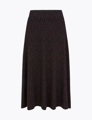 Polka Dot Jersey Slip Midi Skirt | M&S Collection | M&S
