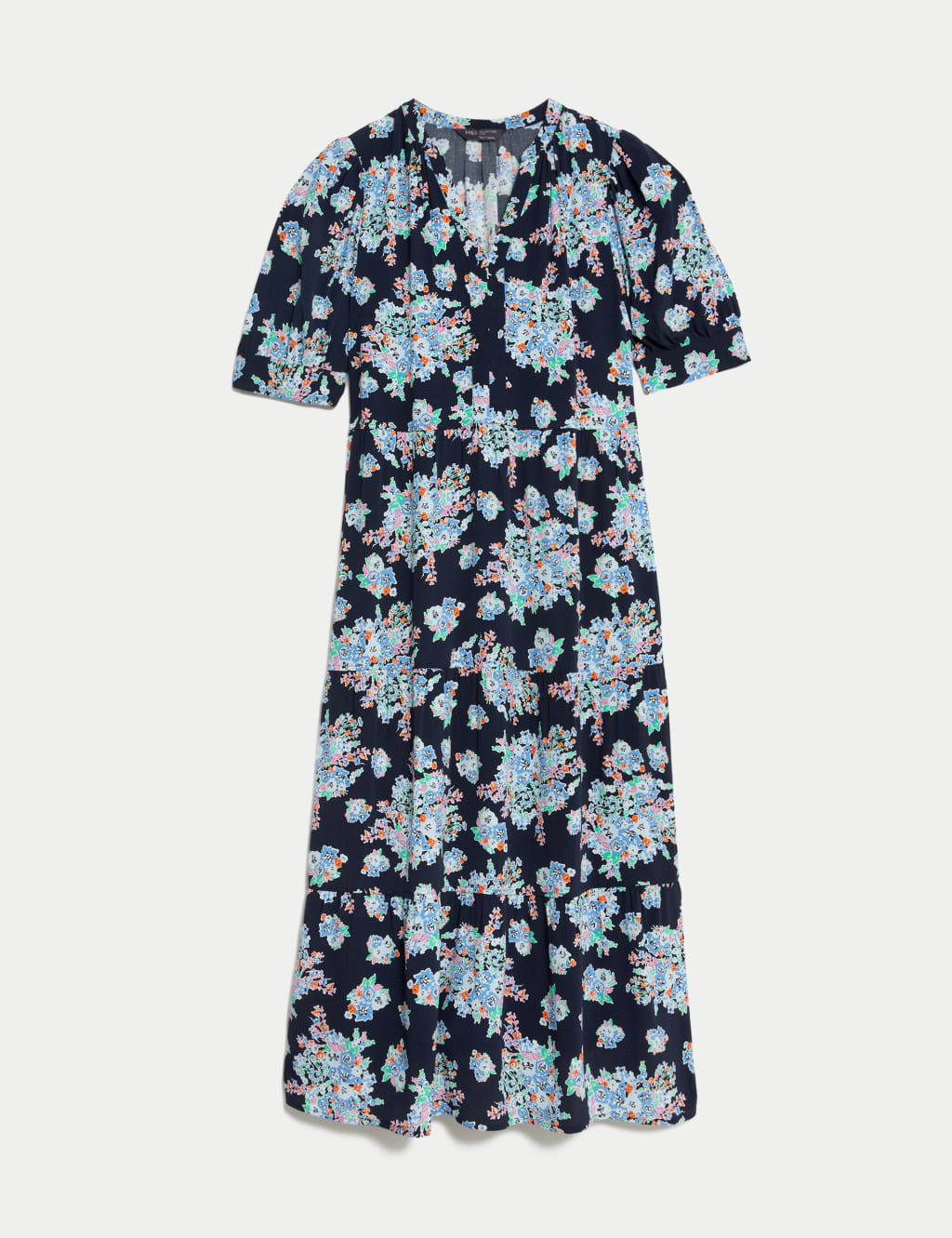 Printed V-Neck Midi Relaxed Tiered Dress image 2
