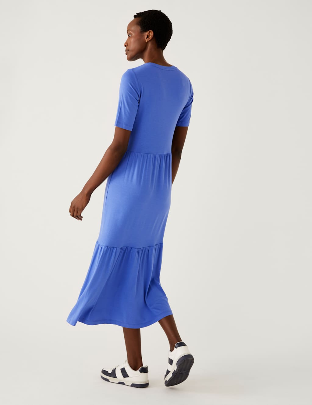 Jersey Round Neck Midi Tiered Dress image 4