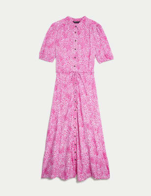 Printed Belted Midaxi Shirt Dress