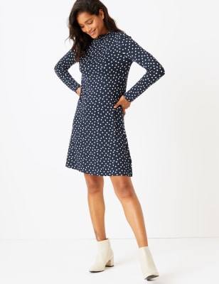 Jersey Polka Dot Swing Dress