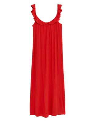 

Womens M&S Collection V-Neck Frill Detail Midaxi Slip Dress - Red, Red