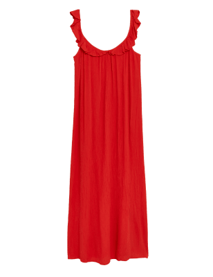 

Womens M&S Collection Midaxi-Trägerkleid mit V-Ausschnitt und Rüschendetail - Red, Red