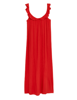 

Womens M&S Collection V-Neck Frill Detail Midaxi Slip Dress - Red, Red