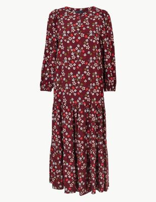 Ditsy Floral Print Relaxed Midi Dress | M&S Collection | M&S