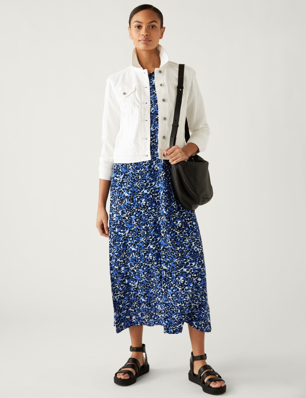 Pure Cotton Printed Midaxi T-Shirt Dress image 1